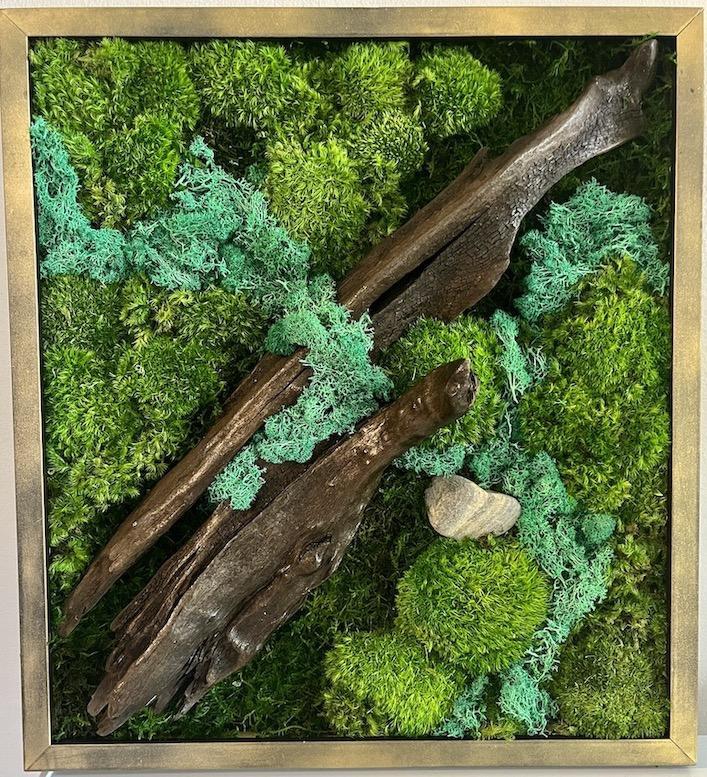 Moss Art Frame with Preserved Plants & Driftwood