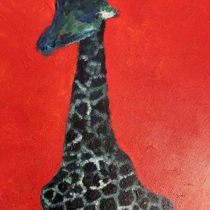 acrylic painting of blue giraffe top view