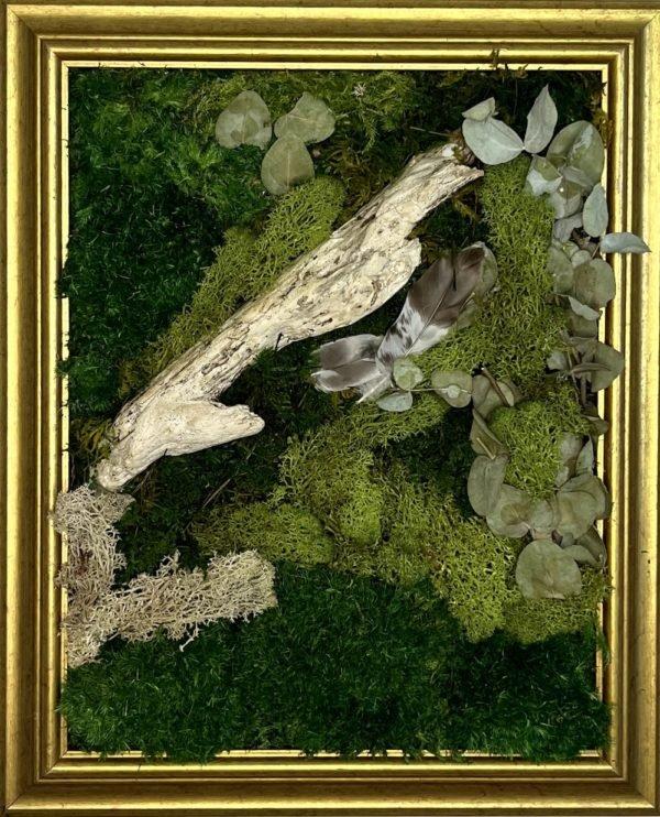 Moss wall art - feathery driftwood moss art 2